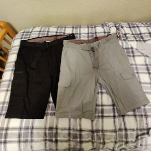 2 Pairs NWT Wear first Free-Band Cargo Shorts Black and Gray